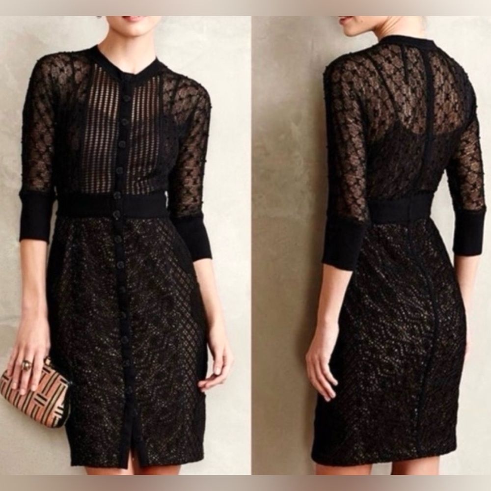 Beguile Byron Lars Anthropologie Mona Knit Dress Long Sleeve Black